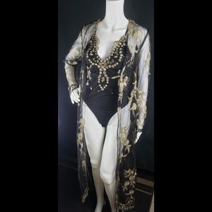 Fashion Nova- Star in the night Body Suit & Kimono, skirt